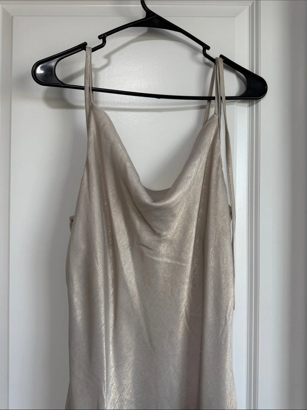 Sincerely Jules Dress Champagne Satin Cowl long Slip Dress Evening